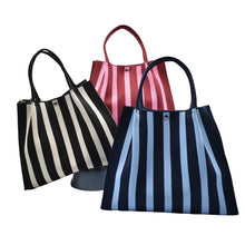 Load image into Gallery viewer, THSB1069: Navy: Vertical Stripe Crossbody Tote Bag