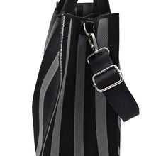 Load image into Gallery viewer, THSB1070: Grey: Vertical Stripe Crossbody Tote Bag