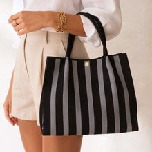 Load image into Gallery viewer, THSB1070: Grey: Vertical Stripe Crossbody Tote Bag