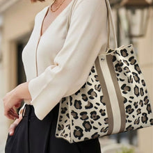 Load image into Gallery viewer, THSB1071: Cream: Leopard Crossbody Tote Bag