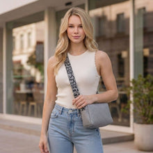 Load image into Gallery viewer, THSB1073: Silver: Diamond Stitch Crossbody Bag