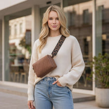 Load image into Gallery viewer, THSB1074: Brown: Diamond Stitch Crossbody Bag
