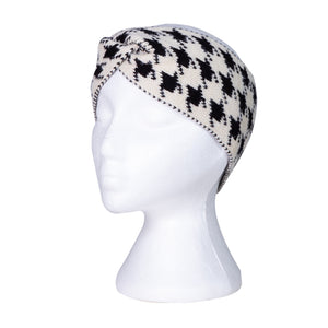 THSBE1004: Cream: Houndstooth Knitted Headband