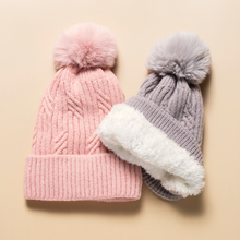 Load image into Gallery viewer, THSBE1013: Blush Pink: (D) Braided Twist Pompom Beanie