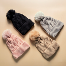 Load image into Gallery viewer, THSBE1014: Camel: (D) Braided Twist Pompom Beanie
