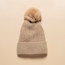 Load image into Gallery viewer, THSBE1014: Camel: (D) Braided Twist Pompom Beanie