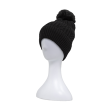 Load image into Gallery viewer, THSBE1015: Black: (D) Braided Twist Pompom Beanie
