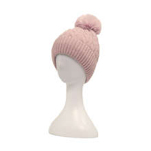 Load image into Gallery viewer, THSBE1017: (D) Dusty Pink: Cable Knit Pompom Beanie