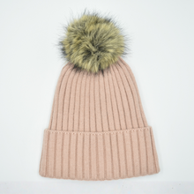 Load image into Gallery viewer, THSBE1026: Pink: Double Layer Pom Pom Rib Knit Beanie