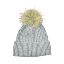 Load image into Gallery viewer, THSBE1034: Grey: Soft Knit Pom Pom Beanie