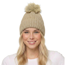 Load image into Gallery viewer, THSBE1035: Oat: Soft Knit Pom Pom Beanie