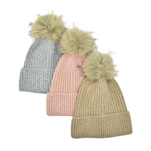 Load image into Gallery viewer, THSBE1036: Pink: Soft Knit Pom Pom Beanie