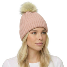 Load image into Gallery viewer, THSBE1036: Pink: Soft Knit Pom Pom Beanie