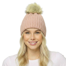Load image into Gallery viewer, THSBE1036: Pink: Soft Knit Pom Pom Beanie