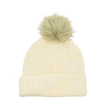 Load image into Gallery viewer, THSBE1039: Cream: Pom Pom Ribbed Knit Beanie
