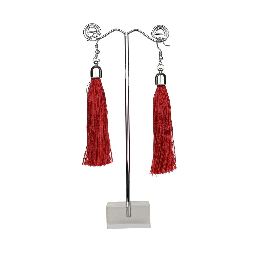 Silky Tassels Earrings | Red