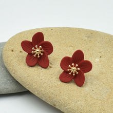 Load image into Gallery viewer, THSE1074: Ruby: Flower Petals Earrings