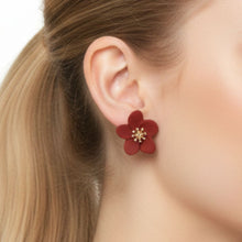Load image into Gallery viewer, THSE1074: Ruby: Flower Petals Earrings