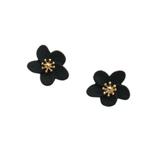 Load image into Gallery viewer, THSE1075: Black: Flower Petals Earrings