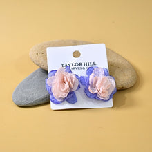 Load image into Gallery viewer, THSE1080: Pink Lavender: Duo Colour Flower Earrings