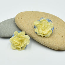 Load image into Gallery viewer, THSE1082: Lemon Light Blue: Duo Colour Flower Earrings