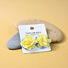 Load image into Gallery viewer, THSE1082: Lemon Light Blue: Duo Colour Flower Earrings