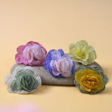 Load image into Gallery viewer, THSE1082: Lemon Light Blue: Duo Colour Flower Earrings