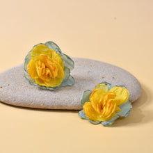 Load image into Gallery viewer, THSE1083: Mustard Green: Duo Colour Flower Earrings