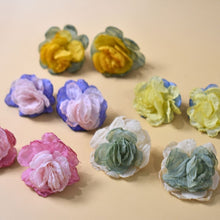 Load image into Gallery viewer, THSE1083: Mustard Green: Duo Colour Flower Earrings