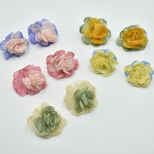 Load image into Gallery viewer, THSE1083: Mustard Green: Duo Colour Flower Earrings