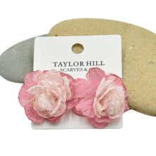 Load image into Gallery viewer, THSE1084: Rose Pink: Duo Colour Flower Earrings