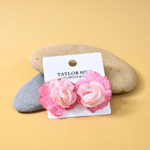 Load image into Gallery viewer, THSE1084: Rose Pink: Duo Colour Flower Earrings
