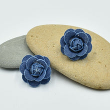Load image into Gallery viewer, THSE1085: Denim Blue: Rose Bloom Earrings