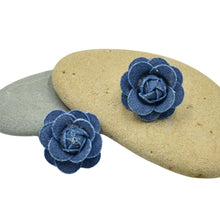 Load image into Gallery viewer, THSE1085: Denim Blue: Rose Bloom Earrings