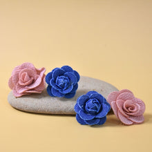 Load image into Gallery viewer, THSE1085: Denim Blue: Rose Bloom Earrings