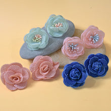Load image into Gallery viewer, THSE1085: Denim Blue: Rose Bloom Earrings