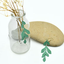 Load image into Gallery viewer, THSE1092: Green: Leaf Drop Earrings