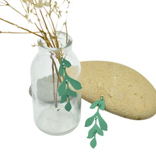 Load image into Gallery viewer, THSE1092: Green: Leaf Drop Earrings