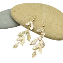 Load image into Gallery viewer, THSE1093: Gold: Leaf Drop Earrings