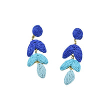 Load image into Gallery viewer, THSE1096: Ocean Blue: Woven Raffia Earrings