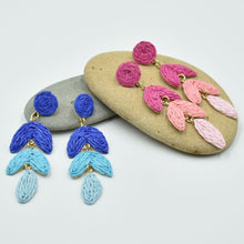 Load image into Gallery viewer, THSE1096: Ocean Blue: Woven Raffia Earrings