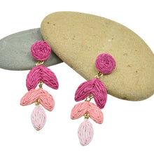 Load image into Gallery viewer, THSE1097: Rose Pink: Woven Raffia Earrings