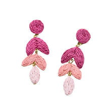 Load image into Gallery viewer, THSE1097: Rose Pink: Woven Raffia Earrings