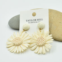 Load image into Gallery viewer, THSE1098: Milk White: Raffia Flower Earrings