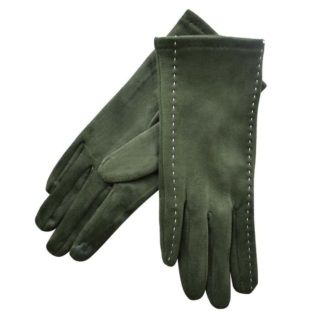 Stitching Pattern Gloves | Olive