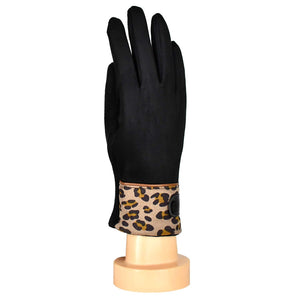 THSG1053: Black: Leopard Tips Gloves