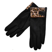 Load image into Gallery viewer, THSG1053: Black: Leopard Tips Gloves
