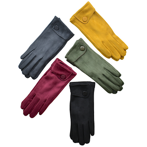 THSG1054: Grey: Big Button Cuffed Gloves