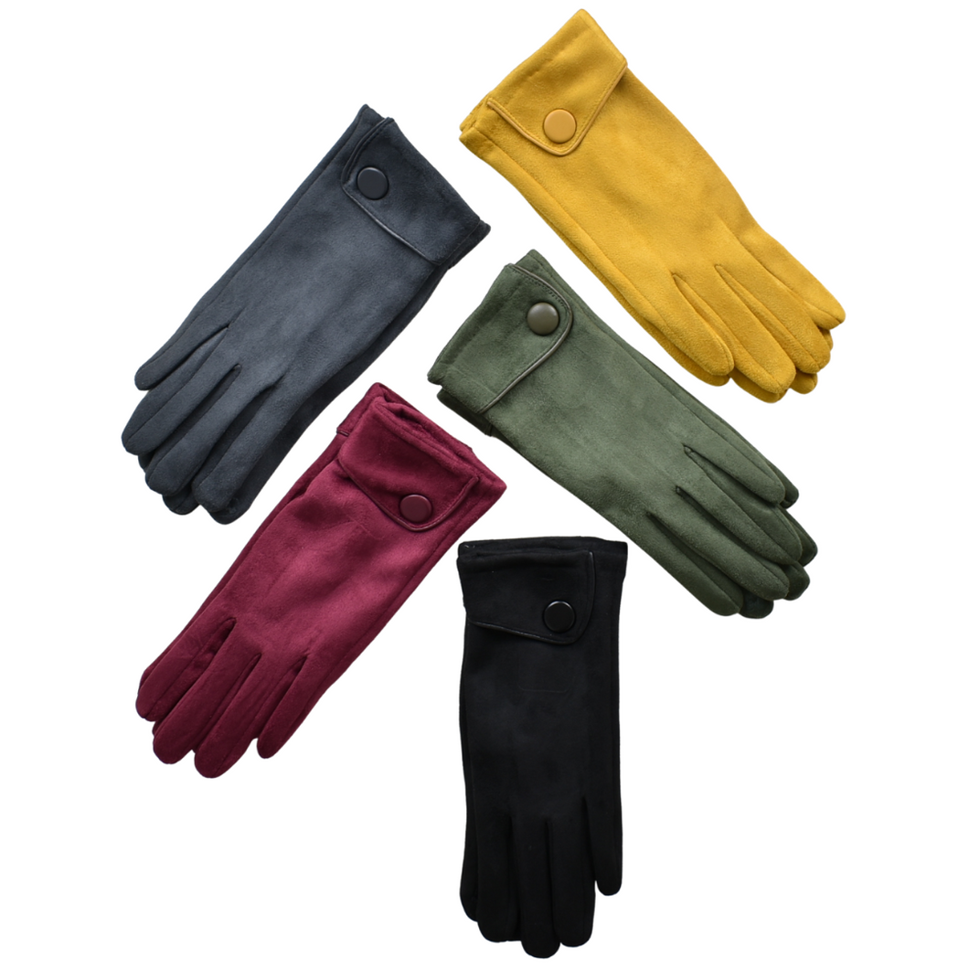 THSG1057: Mustard: Big Button Cuffed Gloves