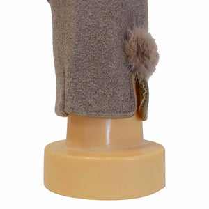 THSG1065: Camel: Fur Pom Pom Gloves